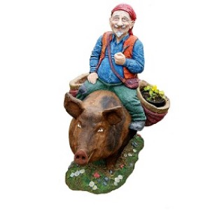 Свинопас с кашпо -садовая фигура