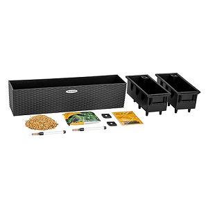 Кашпо RATTAN антрацит 79*18*18 см с автополивом