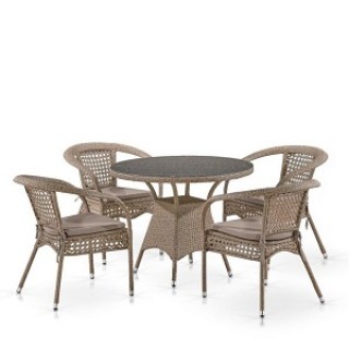 Комплект плетеной мебели Николь Лион-1B T220CT/Y32-W56 Light brown