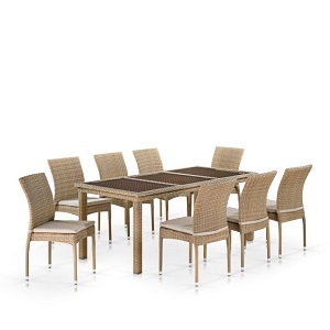 Обеденный комплект T365/Y380B-W65 Light Brown (8+1) Обеденный комплект T365/Y380B-W65 Light Brown (8+1)