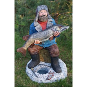 Рыбак на льду -фигура для сада
